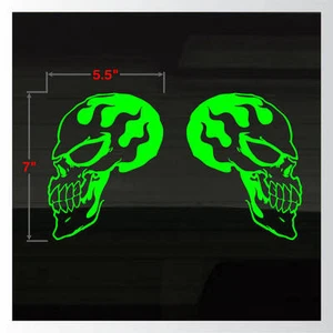 Totenköpfe Flamme Feuer Flammen 2er Set GRÜN Motorrad LKW Auto Aufkleber Sticker 7x5,5 - Bild 1 von 1