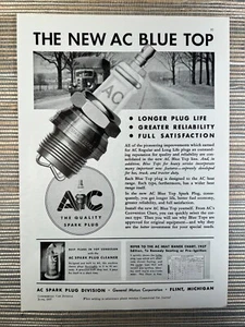 AC Zündkerze blau Top Line Flint Michigan 1937 Vintage Print Ad - Bild 1 von 1