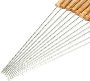 12 PCS Barbecue Skewers with Wood Handle Marshmallow Roasting Sticks Meat Hot Do - Picture 1 of 12