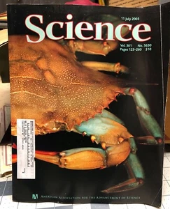 July 11, 2003~SCIENCE Magazine Vol. 301/Number 5630~Soft Shell Blue Crab Cover - Imagen 1 de 9