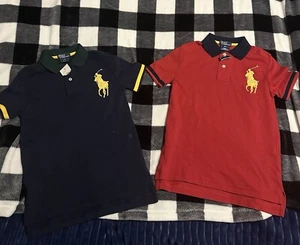 2 Boys Ralph lauren Polo Collars size 8-10 Size Small Exclusive! Shirt. Blue&Red - Picture 1 of 5