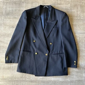 Italian Pure Virgin wool 44 Gold Button Double Breast Sport Coat academia preppy - Picture 1 of 18