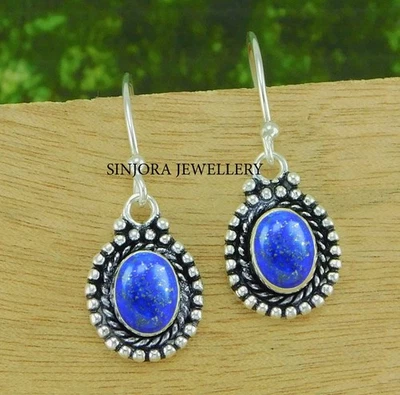 Orecchini pendenti/goccia fatti a mano in argento sterling 925 con pietra... - Immagine 1 di 4