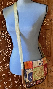 BLUE SKY Embroidered Patchwork Bag Purse Crossbody Boho Fair Trade India - Picture 1 of 9