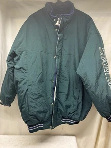 Vintage Starter Puffer Jacket Coat Men XLarge Green Full Zip Winter - Picture 1 of 8