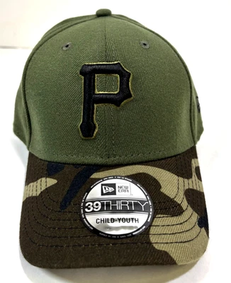 Pittsburgh Pirates MLB NE Junior Team Classic Flex/Stretch Fit Hat~Green Camo - Image 1 of 4