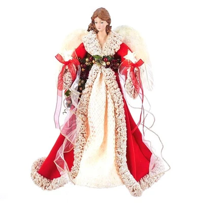 Lighted Red & Ivory Angel Tree Topper - Image 1 of 4