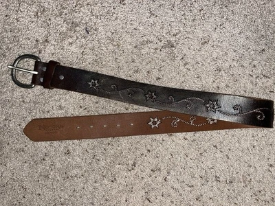 NWT Nocona Brown Embroidered Leather Belt Small $49 - Image 1 of 4