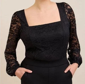 Torrid Black Lace Square Neck Long Sleeve Top Whimsigoth Witchy 1X Romantic Lace - Picture 1 of 22