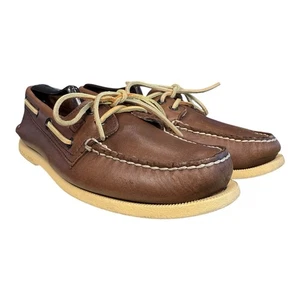 Para hombres Sperry Cuero Marrón Oscuro Top Siders Original 2 Ojos Mocasines Barco Zapatos 8M - Imagen 1 de 16