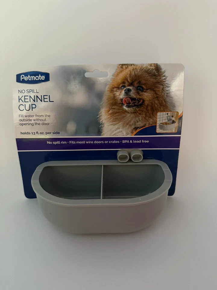 Petmate Gray Kennel Bowl Double Diner 13oz 029695291555