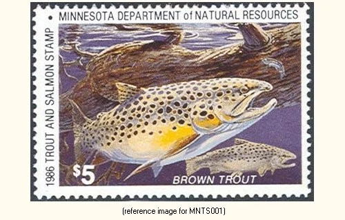 D2K Minnesota Trout Stamp 1986 $5.00 no tabs - Image 1 of 1