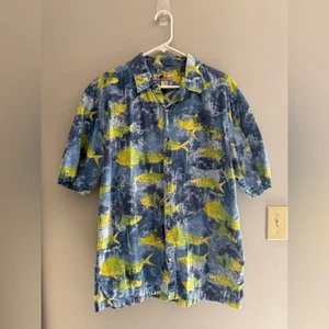 Joe Marlin Mens Short Sleeve Button Up Shirt SZ XL 100% Cotton Marlin Fish - Picture 1 of 8