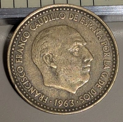 1963 (⭐19⭐63) Spain 1 Peseta Circulated KM# 775 - Image 1 of 3