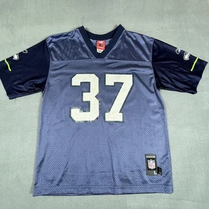 Seattle Seahawks Jersey Boys Large Blue NFL Football Reebok Shaun Alexander 37 - Picture 1 of 12