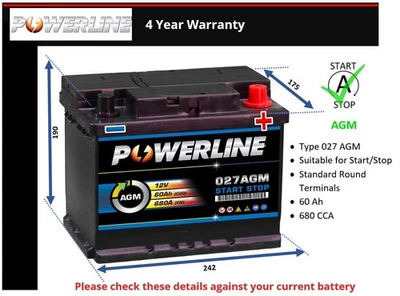 AGM Car Battery fits VOLVO C30 V50 S40 V40 240 V70 850 940 Stop Start - Image 1 of 4