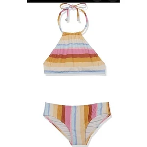 Billabong Girl's Swimsuit NWT Rising Sun High Neck 2 Piece Bikini Size 12 - Picture 1 of 10