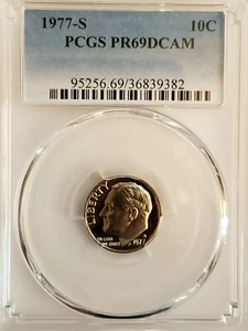 1977 S Roosevelt Dime PCGS PR69DCAM 10C - Picture 1 of 4