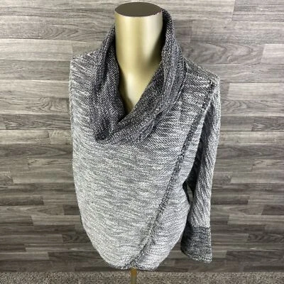 CALVIN KLEIN Cowl Neck Overlap Front White & Black Pullover Sweatshirt Women's L - Image 1 of 4