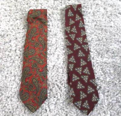 Christian Dior Monsieur Corbatas de Seda Hombres Verde Granate Paisley Lote de 2 Corbatas De Colección Foto 1 de 4