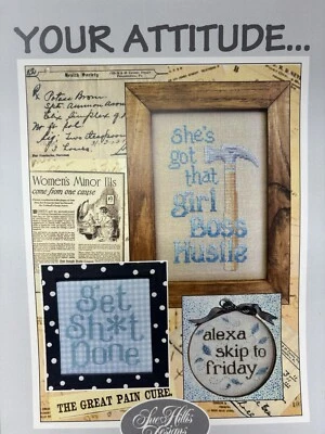 Sue Hillis Designs Your Attitude GIRL BOSS HUSTLE Cross Stitch Pattern L522 - Image 1 of 4