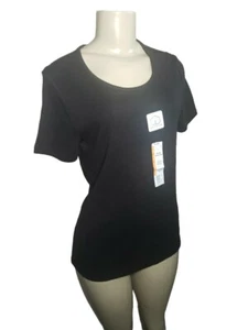 Time And Tru Womens Black Classic Tee Tshirt Pullover Top Short Sleeves Medium - Picture 1 of 7