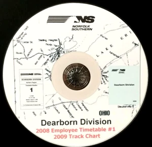 Norfolk Southern 2008-09 Dearborn Div Timetable & Track Chart PDF Pages DVD - Picture 1 of 12