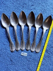 Seltene antike große Zinnlöffel "Faden" Muster x 6 1800er Jahre (AN12) - Bild 1 von 9
