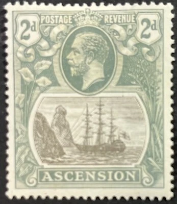 Ascension, King George V with Ship (Seal of Colony), Scott 13, Mint Hinged, F-VF - Image 1 of 2