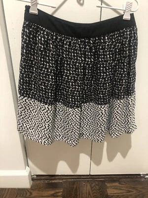 Kensie Black/White Skirt Above Knee SZ S side zip waist flared - Image 1 of 4