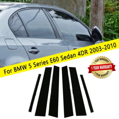 For BMW E60 Sedan 2003-2010 6Pcs Gloss Black Pillar Posts Door Trim Cover Foto 1 de 4