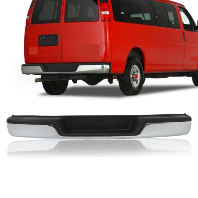 New Complete Chrome Rear Step Bumper For 2001-2023 Chevy Express & GMC Savana - Image 1 of 4