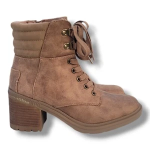 Steve Madden Chance Carmel Brown Combat Lace-Up Side Zipper Pull-Up Boots Enema - Picture 1 of 8