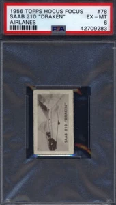 1956 Topps Hocus Focus Airplanes #78 Saab 210 "draken" PSA 6 - Picture 1 of 2