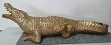 Krokodil Echse gold 60cm Reptilien Dekofigur Krafttier edel Luxus Geschenk WOW