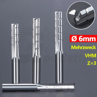 6mm VHM Holzfräse Gerade Schaftfräser Nutfräser Z=3 für CNC Oberfräse Mehrzweck - Bild 1 von 4