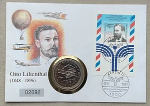 Sammlerstück Numisbrief Otto Lilienthal 1991mit One Crown Isle of Man - Bild 1 von 5