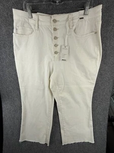 NWD Judy Blue 18W Plus White Denim Jeans Stretch Women Button Fly Crop Calloway - Picture 1 of 22