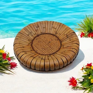 Handgewebte Bambus Servierschüssel 18" Durchmesser rustikales Dekor umweltfreundlich Geschenk Küche - Bild 1 von 6