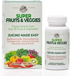 Fruits and Veggies 30 Fruit and 30 Vegetable Caps (Compare to Balance of Nature) - Picture 1 of 12