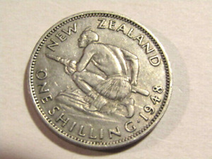 New Zealand 1948 1 Shilling Coin