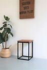 SIDE  TABLE / SIDE TABLE / LOG STORAGE - SOLID WOOD - THICK STEEL FRAME -