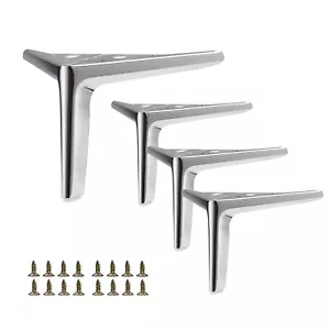 4 Inch Silver Metal Furniture Legs Heavy Duty Triangle Furniture Feet DIY Mod... - Picture 1 of 5