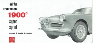 ALFA ROMEO 1900C SUPER SPRINT COUPE ORIGINAL WERKSVERKAUFSPROSPEKT - Bild 1 von 1