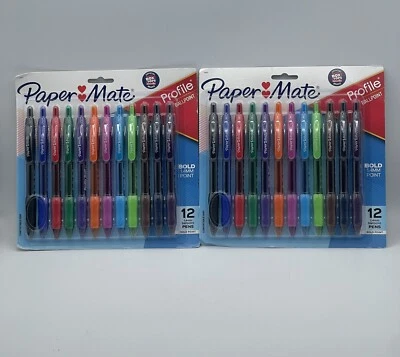 2pk Paper Mate Profile Retractable Ballpoint Pens Bold Point Assorted Ink 924808 - Image 1 of 4