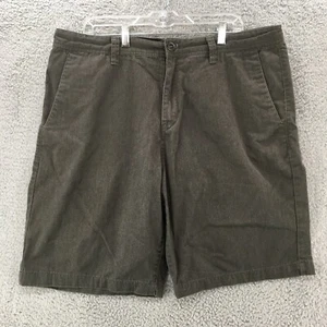 Volcom Flat Front Shorts Mens 38 Deep Black Gray High Waisted Zip Fly Button - Picture 1 of 16