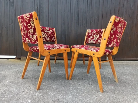 4x Vintage Boomerang Chair Wood Retro Designer Dining Room 60er Danish Cover