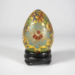 UOVO UOVA IN SMALTO CLOISONNE CINESE PLACCATO ORO STILE FABERGE VINTAGE V250 - Imagen 1 de 12