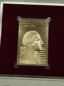 1982 22K Gold Pl Stamp & First Day of Issue Cover .20c Stamp "George Washi" Swan - Picture 1 of 2