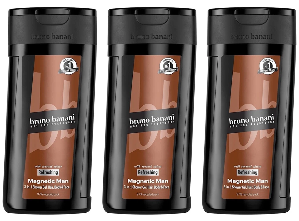 ✅ Bruno Banani Magnetic Man Duschgel Not for Everybody Hair Shower Gel 3x 250ml✅